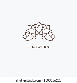 Vector luxury flower logo design. Ornate floral wedding sign. Modern simple premium design vector element. Emblem luxury beauty spa saloon, cosmetics, jewelry, flower shop, restaurant, garden.