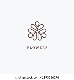 Vector luxury flower logo design. Ornate floral wedding sign. Modern simple premium design vector element. Emblem luxury beauty spa saloon, cosmetics, jewelry, flower shop, restaurant, garden.