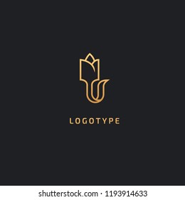 Vector luxury flower logo design. Ornate floral wedding sign. Modern simple premium design vector element. Emblem luxury beauty spa saloon, cosmetics, jewelry, flower shop, restaurant, garden.