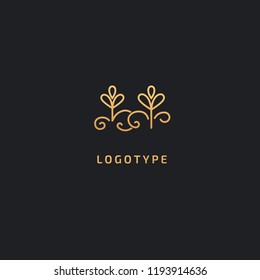 Vector luxury flower logo design. Ornate floral wedding sign. Modern simple premium design vector element. Emblem luxury beauty spa saloon, cosmetics, jewelry, flower shop, restaurant, garden.