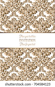 Vector luxury foliage with gold floral vintage pattern for banner, wallpaper, invitation card, booklet. Template for wedding invitation design or background