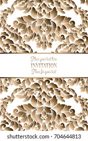 Vector luxury foliage with gold floral vintage pattern for banner, wallpaper, invitation card, booklet. Template for wedding invitation design or background