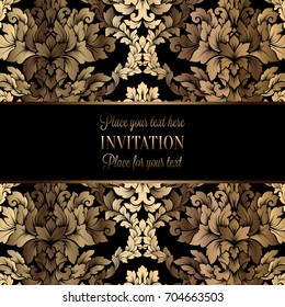 Vector luxury foliage with gold floral vintage pattern for banner, wallpaper, invitation card, booklet. Template for wedding invitation design or background