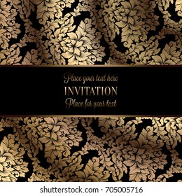 Vector luxury foliage with gold floral vintage pattern for banner, wallpaper, invitation card, booklet. Template for wedding invitation design or background
