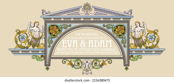 Vector luxury frame in ancient style for advertisements, wedding, invitations or greeting cards. 