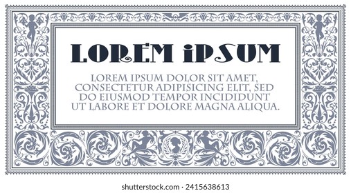 Vector luxury frame in ancient style for advertisements, wedding, invitations or greeting cards. 