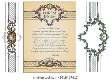 Vector luxury frame in ancient style for advertisements, wedding, invitations or greeting cards. 
