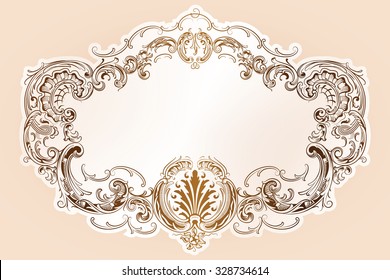 Vector luxury frame with border in rococo style for advertisements, wedding, invitations or greeting cards 
