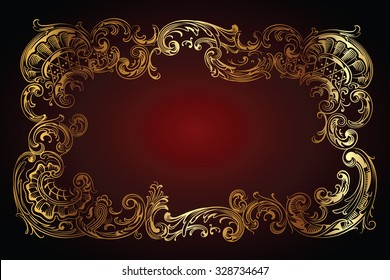 Vector luxury frame with border in rococo style for advertisements, wedding, invitations or greeting cards 
