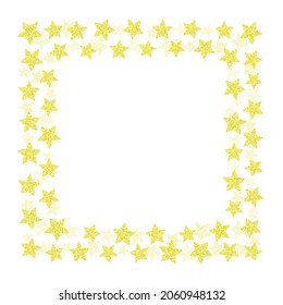 Vektorluxuriöser Rahmen. Golden Glitter Stars. Einzeln auf weißem Hintergrund. Weihnachtsdekorative Designelemente.