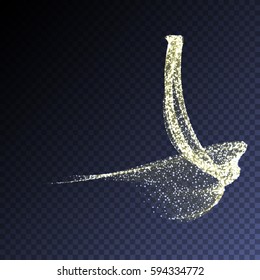 Vector luxury glitter swirl trail transparent light effect. Bright sparkling wavy element for your design.