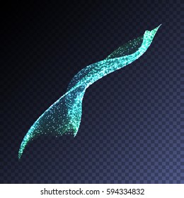 Vector luxury glitter swirl trail transparent light effect. Bright sparkling wavy element for your design.