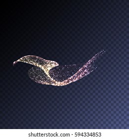 Vector luxury glitter swirl trail transparent light effect. Bright sparkling wavy element for your design.