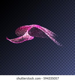 Vector luxury glitter swirl trail transparent light effect. Bright sparkling wavy element for your design.