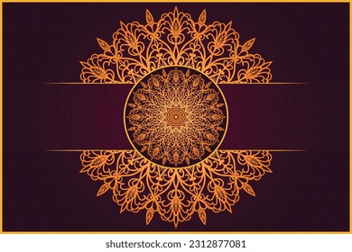 Vector luxury gold and dark red color mandala design template
