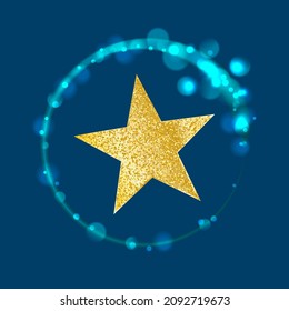 Vector luxury gold Five Pointed star and light effect. vector illustration.
