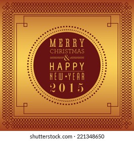 Vector luxury gold floral frame. Merry Christmas and Happy New Year card design.