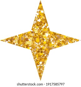 Vector luxury gold Four Pointed star. Rating, award and insignia. Element for advertising poster for restaurant, boutique and cafe, jewelry, fashion party. Objects isolated. Flat vector illustration.