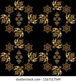 Vector luxury gold pattern. Golden seamless pattern on a black background.