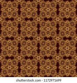 Vector luxury gold pattern. Golden seamless pattern on a brown background.