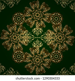 Vector luxury gold pattern. Golden seamless pattern on a green background.