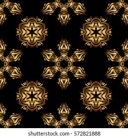 Vector luxury gold pattern. Golden seamless pattern on a black background.