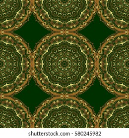 Vector luxury gold pattern. Golden seamless pattern on a green background.