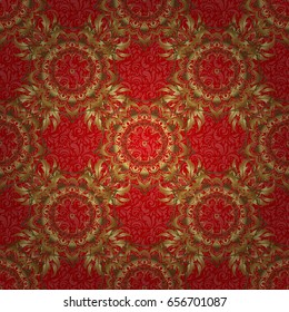 Vector luxury gold pattern. Golden seamless pattern on a red background.