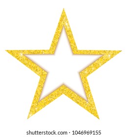 Vector luxury gold star. A beautiful golden star, consisting of many small gold confetti. Star with frame for text