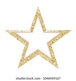 Vector luxury gold star. A beautiful golden star, consisting of many small gold confetti stars. Star with frame for text