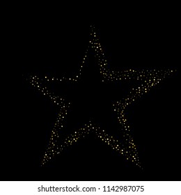 Vector luxury gold star. Element for advertising poster for restaurant, boutique and cafe, jewelry, fashion and party. Flat cartoon vector illustration. Objects isolated on a black background.