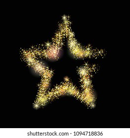 Vector luxury gold star with light dots. 