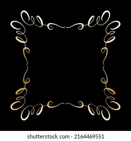 Vector luxury golden calligraphic frame for text. Simple elegant shiny design element. Vector illustration