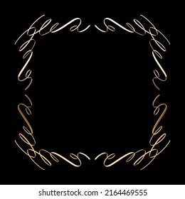 Vector luxury golden calligraphic frame for text. Simple elegant shiny design element. Vector illustration