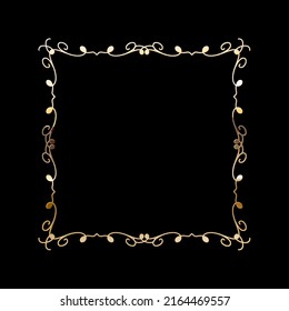 Vector luxury golden calligraphic frame for text. Simple elegant shiny design element. Vector illustration