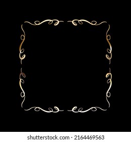 Vector luxury golden calligraphic frame for text. Simple elegant shiny design element. Vector illustration