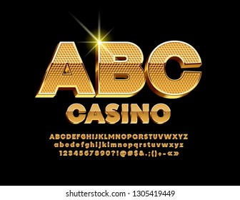 Vector luxury Golden Casino logo with Alphabet set. Chic royal Letters, Numbers and Symbol. Elite rich Font.