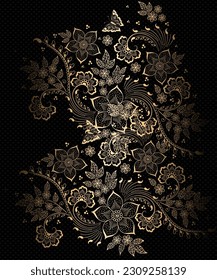 Vector Luxury Golden Flower Background