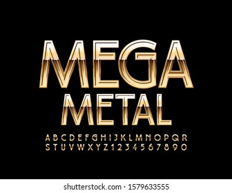 Vector luxury Golden Font. Chic Metallic Alphabet Letters and Numbers.