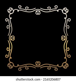 Vector luxury golden frame. Ornamental shiny gold decorative design element. Vector illustration