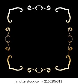 Vector luxury golden frame. Ornamental shiny gold decorative design element. Vector illustration