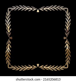 Vector luxury golden frame. Ornamental shiny gold decorative design element. Vector illustration