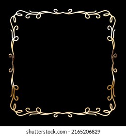 Vector luxury golden frame. Ornamental shiny gold decorative design element. Vector illustration