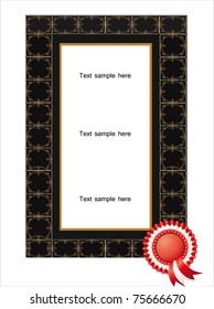 vector luxury golden frame with red label