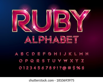 Vector of luxury golden ruby alphabet design
