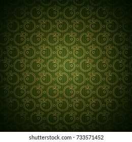 vector luxury green background with golden apples