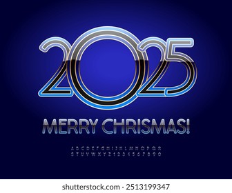 Vector luxury Greeting Card Merry Christmas 2025! Unique Stylish Font. Premium Alphabet Letters and Numbers set