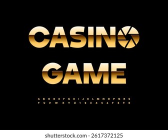 Vector Luxury icon Casino Game with Golden Emblem. Modern Chic Font. Premium Shiny Alphabet Letters and Numbers set