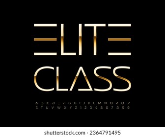 Vector luxury icon Elite Class. Trendy Slim Font. Unique Gold Alphabet Letters, Numbers and Symbols