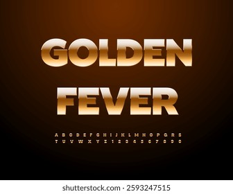 Vector Luxury icon Golden Fever. Chic Uppercase Font. Premium Cool Alphabet Letters and Numbers